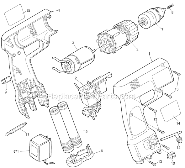 Page A Diagram and Parts List for VP830T Type 1 Black and Decker Electric Drill